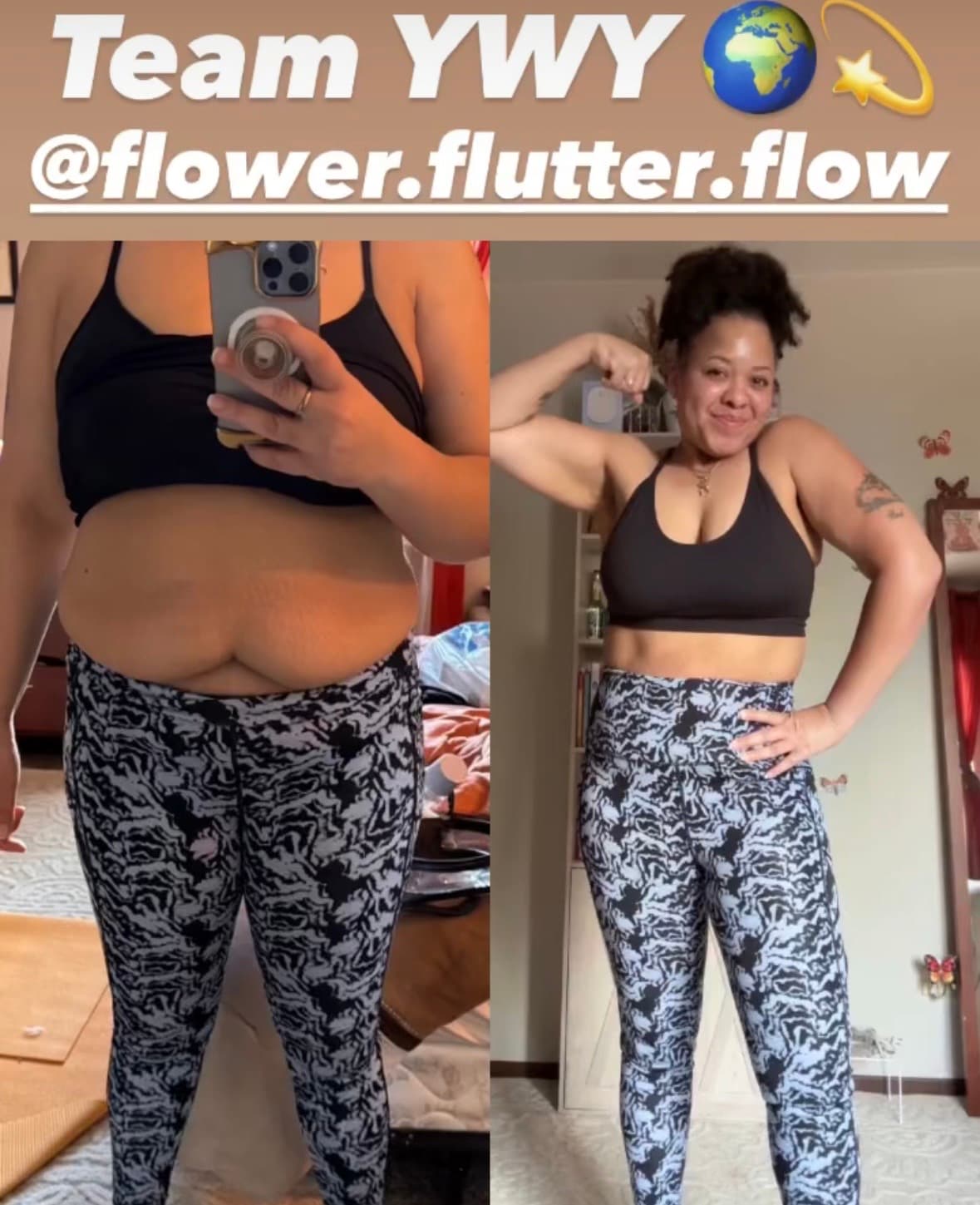 Team YWY progress comparison photographs, @flower.flutter.flow